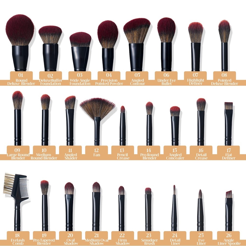 26Pcs Black labeled Makeup Brushes Set Professional, Full Face ULTRA SOFT - Picture 3 of 13